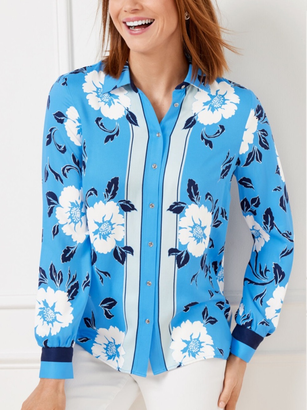 Talbots Button Front Shirt-Delightful Floral~Medium